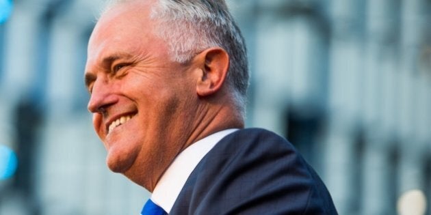 MELBOURNE, AUSTRALIA - FEBRUARY 27 : Australian Prime Minster Malcolm Turnbull smiles during a Greek community Festival where attempts were made to disrupt his speech by Let Them Stay activists in Melbourne, Australia on February 27, 2016. (Photo by Asanka Brendon Ratnayake/Anadolu Agency/Getty Images)