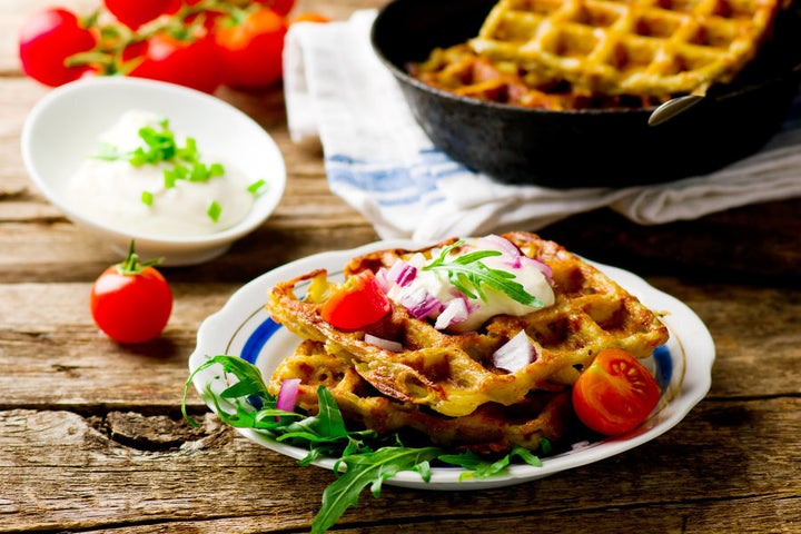 Go wild and top your potato waffle with whatever you like.