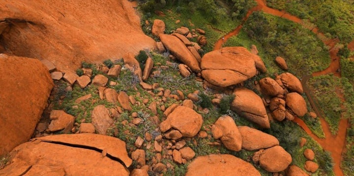 Boulders at the base of Uluru.