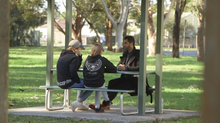 Reporter Patrick Abboud talks anti-bullying with students.