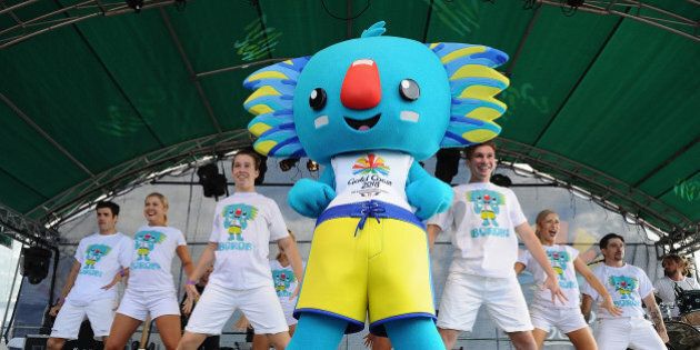 GOLD COAST, QUEENSLAND - APRIL 04: GC2018 Mascot, Borobi on stage during the Official Reveal of GC2018 Mascot and Two Years to Go Celebrations at Burleigh Heads Beach on April 4, 2016 in Gold Coast, Australia. (Photo by Matt Roberts/Getty Images)