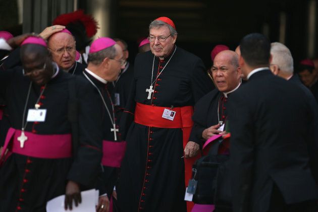 Cardinal George Pell leaves the opening session of the Synod on the themes of family at Synod Hall on October 5, 2015 in Vatican City, Vatican. The main themes of this Synod of Bishops are 'The vocation and mission of the family in the Church and the contemporary world'.