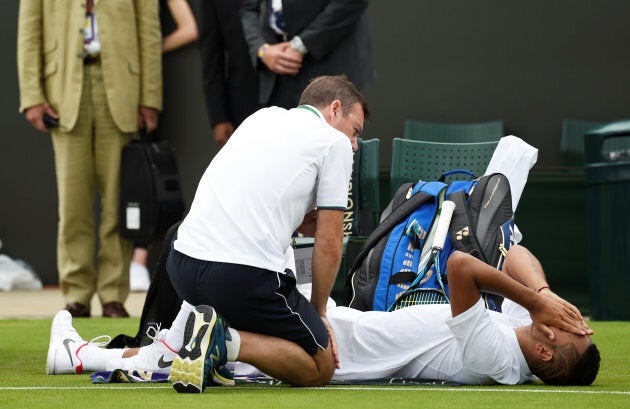 Nick Kyrgios left in agonising devastation after his premature retirement from the tennis tournament.