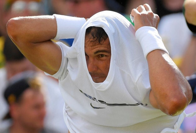 Dressed for success. Rafa breezed through his first round match in straight sets defeating Aussie John Millman.