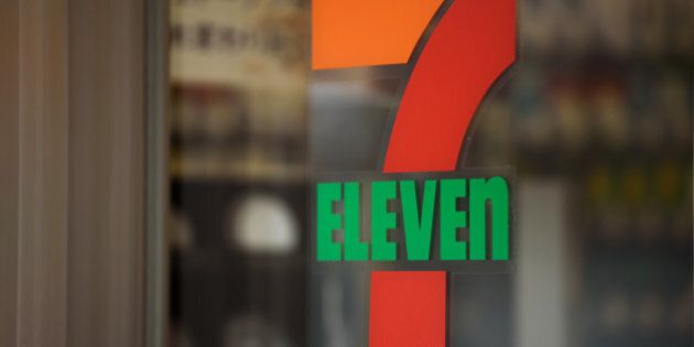 The 7-Eleven logo is displayed at a convenience store, operated by Seven & i Holdings Co., in Kawasaki City, Kanagawa Prefecture, Japan, on Tuesday, April 5, 2016. Seven & i is scheduled to report earnings on April 7. Photographer: Akio Kon/Bloomberg via Getty Images