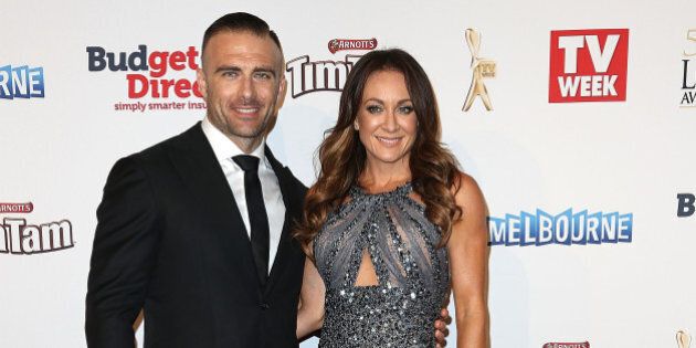 MELBOURNE, AUSTRALIA - MAY 03: Steve Willis aka The Commando and Michelle Bridges arrive at the 57th Annual Logie Awards at Crown Palladium on May 3, 2015 in Melbourne, Australia. (Photo by Graham Denholm/WireImage)