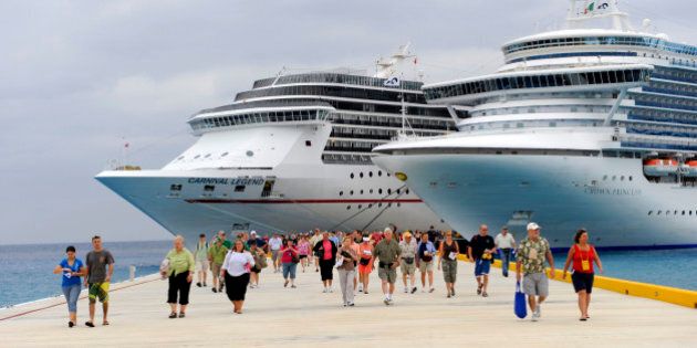 Passengers disembarking Caribbean cruise ship in Puerta Maya and Cozumel, Mexico
