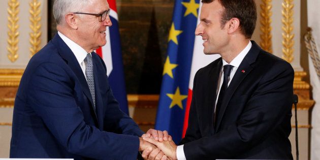 Emmanuel Macron and Malcolm Turnbull in Paris talks.