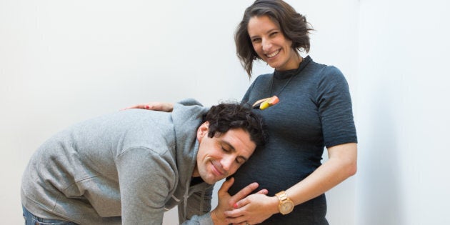 Andy Lee with his sister, Alex Miles, before his nephew George was born.