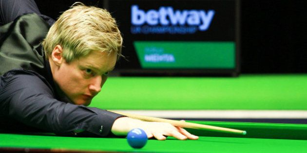YORK, ENGLAND - NOVEMBER 29: (CHINA OUT) Neil Robertson of Australia plays a shot in his match against Aditya Mehta of India on day five of Betway UK Championship at Barbican Centre on November 29, 2015 in York, England. (Photo by ChinaFotoPress/ChinaFotoPress via Getty Images)