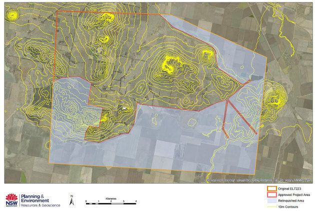 The relinquished area from a proposed coal mine in the Liverpool Plains area in northern NSW. The NSW government has an agreement to refund $262 million to Shenhua Watermark in exchange for a controlling 51.4 per cent stake in an exploration licence covering the affected region in the state's north.