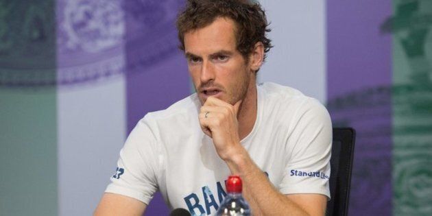 Britain's Andy Murray attends a press conference at The All England Tennis Club in Wimbledon, southwest London, on July 12, 2017, after losing his men's quarter-final match against US player Sam Querrey. Querrey won 3-6, 6-4, 6-7, 6-1, 6-1. / AFP PHOTO / POOL / AELTC AND AELTC/Joe Toth / Joe TOTH (Photo credit should read JOE TOTH/AFP/Getty Images)