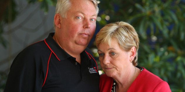 SUNSHINE COAST, AUSTRALIA - AUGUST 29: Denise and Bruce Morcombe pose for a photograph outside Daniel Morcombe foundation house on August 29, 2011 in Sunshine Coast, Australia. DNA tests have confirmed that bones found by local authorities at the bushland site at Beerwah are the remains of Daniel Morcombe. A 41 year old man has been charged with Daniel's 2003 murder, deprivation of liberty and child stealing. (Photo by Chris Hyde/Getty Images)