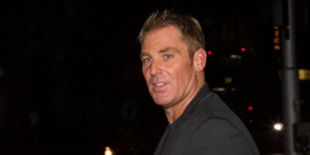 Shane Warne leaves the Class of 2005 Ashes Reunion in London, Tuesday, July 14, 2015. (Photo by Vianney Le Caer/Invision/AP)