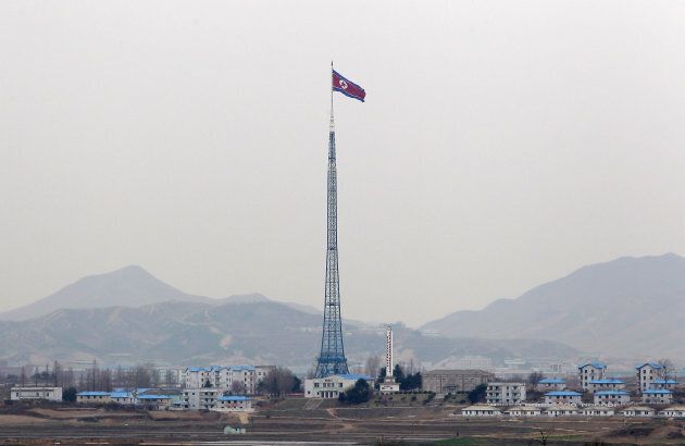 North Korea's 'Propaganda Village' lies under the shadow of the world's fourth tallest flagpole, carrying a flag weighing 270kg.