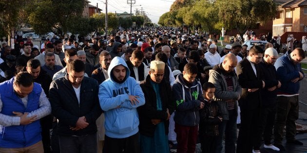 Streets were closed off as thousands prayed together.