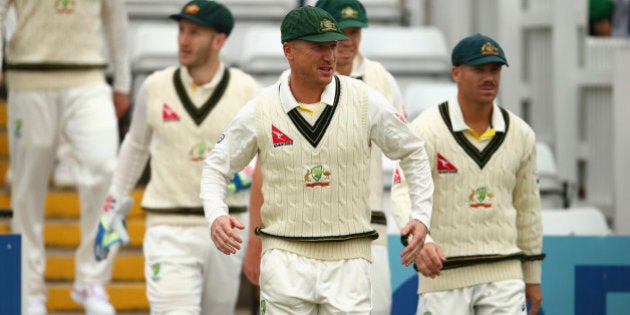 DERBY, ENGLAND - JULY 24: Brad Haddin of Australia walks out to field during day two of the Tour Match between Derbyshire and Australia at The 3aaa County Ground on July 24, 2015 in Derby, England. (Photo by Ryan Pierse/Getty Images)