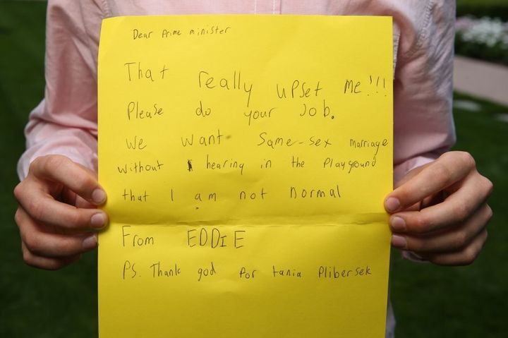 The note Eddie wrote to the Prime Minister, following Turnbull's answer in Question Time