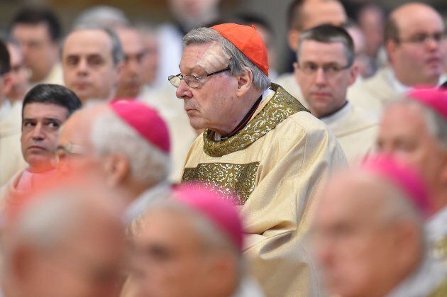 Vatican finance chief, Australian Cardinal George Pell attends a mass for the ordination of new bishops on March 19, 2016 at St Peter's basilica in Vatican.