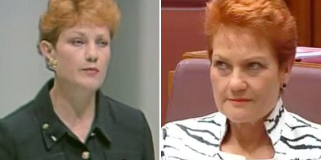 Pauline Hanson, 1996 and 2016.