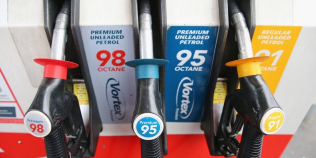 MELBOURNE, AUSTRALIA - JULY 23: Fuel nozzles rest in a fuel dispenser at a petrol station on July 23, 2013 in Melbourne, Australia. According to CommSec, fuel prices are expected to rise further as global demand increases and as the weak Australian dollar raises the costs of fuel imports. The average fuel price nationally is at 153.5 cents per litre, which is reportedly the fastest price increase accross the nation in four years. (Photo by Scott Barbour/Getty Images)