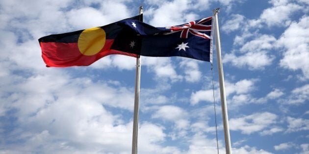 AVALON, AUSTRALIA - JANUARY 26: The Australian and Aboriginal flags displayed on January 26, 2016 in Avalon, Australia. Australia Day, formerly known as Foundation Day, is the official national day of Australia and is celebrated annually on January 26 to commemorate the arrival of the First Fleet to Sydney in 1788. (Photo by Ashley Feder/Getty Images)