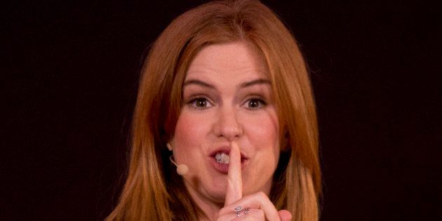 Actress Isla Fisher gestures as she discusses her new film 'Now You See Me', at the Apple store in central London, Wednesday, June 19, 2013. The film follows