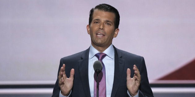 Donald Trump Jr. speaks about his father, Republican U.S. presidential nominee Donald Trump, during the second day of the Republican National Convention in Cleveland, Ohio, U.S. July 19, 2016. REUTERS/Mike Segar