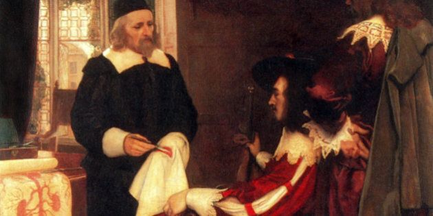 William Harvey demonstrating his theory of the circulation of the blood to King Charles I. Harvey (1578-1657), an English physician, was the first Western doctor to correctly detail the circulatory system. His work 'De Motu Cordis' remains a milestone in s