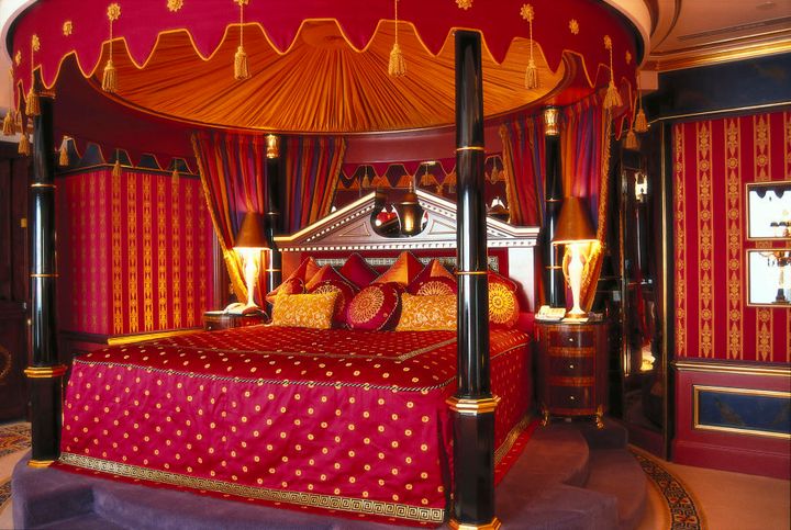 This low-key bed can be found in the Royal Suite,.