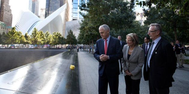 Prime Minister Malcolm Turnbull with Lucy Turnbull visit the 9/11 Memorial in NYC