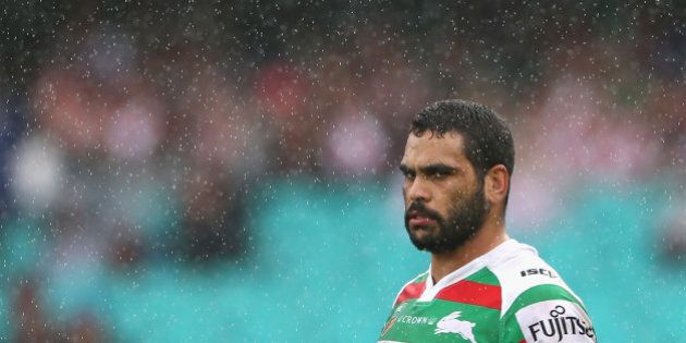 SYDNEY, AUSTRALIA - MARCH 20: Greg Inglis of the Rabbitohs looks on during the round three NRL match between the St George Dragons and the South Sydney Rabbitohs at Sydney Cricket Ground on March 20, 2016 in Sydney, Australia. (Photo by Cameron Spencer/Getty Images)