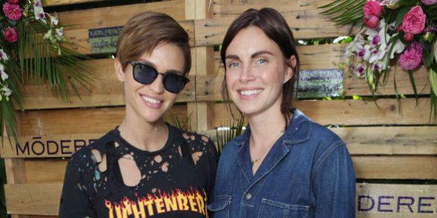 WEST HOLLYWOOD, CA - SEPTEMBER 17: Actress Ruby Rose (L) and designer Phoebe Dahl attend Kari Feinstein's Style Lounge at Sunset Marquis Hotel & Villas on September 17, 2015 in West Hollywood, California. (Photo by Rebecca Sapp/WireImage)