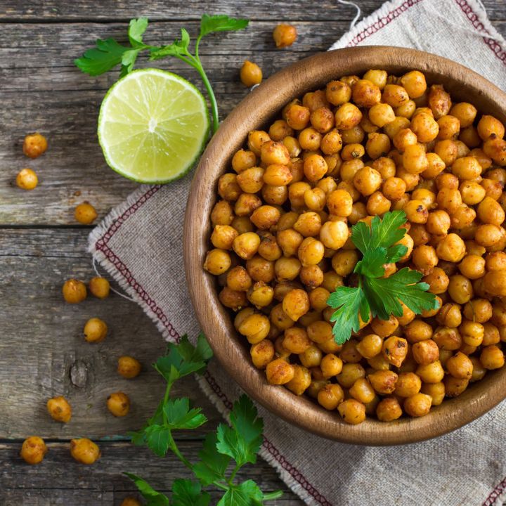 Chickpeas are a good source of iron. Hello, roasted chickpeas and hummus.