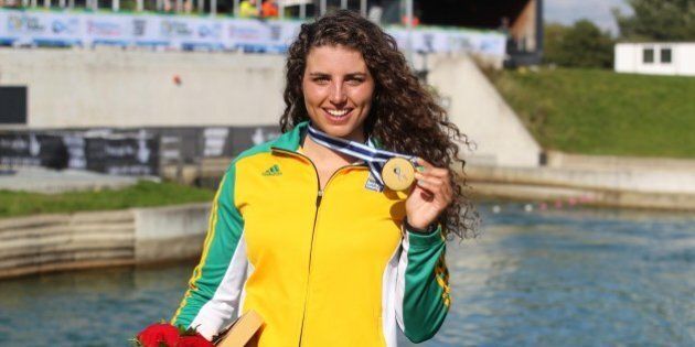 LONDON, ENGLAND - SEPTEMBER 20: Jessica Fox of Australia, 1st Place. Womens Final Canoe (C1) at Lee Valley White Water Centre at Lee Valley White Water Centre on September 20, 2015 in London, England. (Photo by Harry Hubbard/Getty Images)