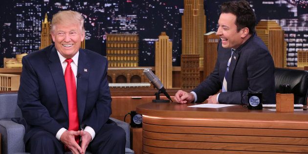 THE TONIGHT SHOW STARRING JIMMY FALLON -- Episode 0534 -- Pictured: (l-r) Republican Presidential Candidate Donald Trump during an interview with host Jimmy Fallon on September 15, 2016 -- (Photo by: Andrew Lipovsky/NBC/NBCU Photo Bank via Getty Images)