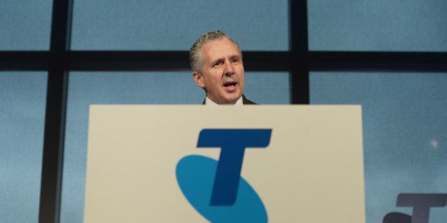 Andrew Penn, chief executive officer of Telstra Corp., speaks during a news conference in Melbourne, Australia, on Thursday, Feb. 18, 2016. Telstra, Australia's biggest phone company, reaffirmed that the company is on track to meet full-year forecast. Photographer: Carla Gottgens/Bloomberg via Getty Images