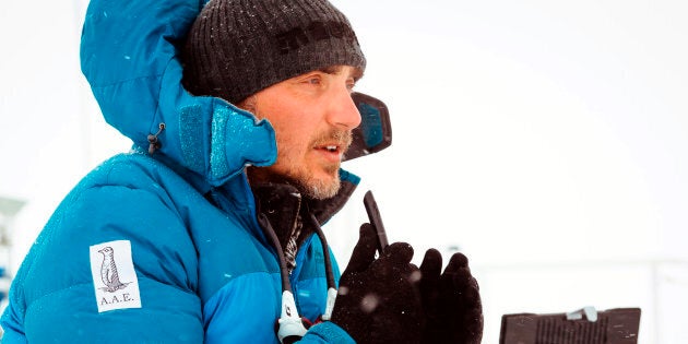 Turney, on the deck of the stranded MV Akademik Shokalskiy in Antarctica, December 2013.