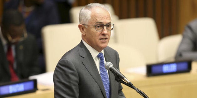 Prime Minister Malcolm Turnbull speaks during the Summit for Refugees and Migrants at UN headquarters.