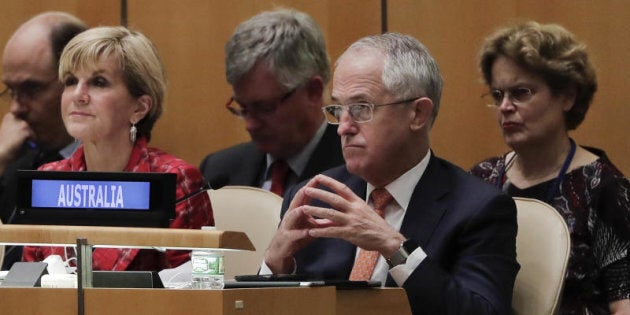 Prime Minister Malcolm Turnbull listens during the 71st session of the United Nations General Assembly