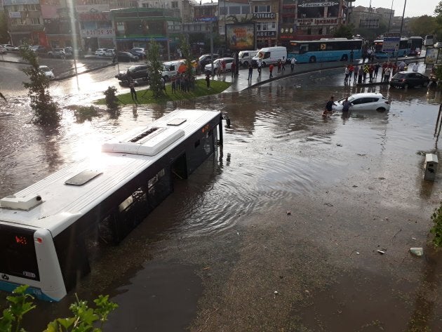 Heavy rainfall saw flash flooding cross the city.