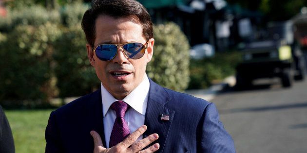 White House Communications Director Anthony Scaramucci speaks after an on air interview at the White House in Washington, U.S., July 26, 2017. REUTERS/Joshua Roberts