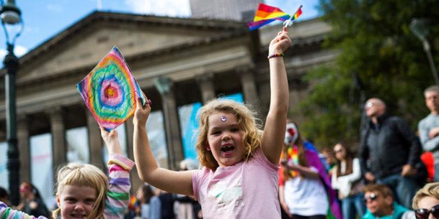 Support for equal marriage rights during an Equal Love marriage equality rally on May 20, 2017 in Melbourne.