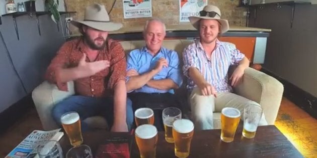 Turnbull and his beers, with the Betoota Advocate, during the March interview