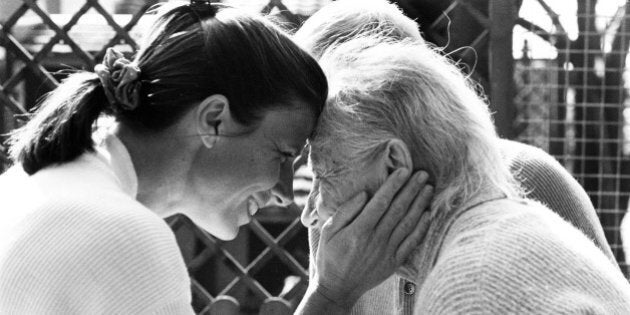 Alzheimer's patient with daughter. Zurich, Switzerland.