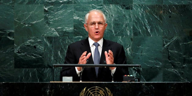 Australia's Prime Minister Malcolm Turnbull addresses the United Nations General Assembly in the Manhattan borough of New York, U.S. September 21, 2016. REUTERS/Eduardo Munoz