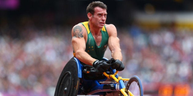 LONDON, ENGLAND - SEPTEMBER 01: Richard Nicholson of Australia competes in the Men's 100m - T54 heats on day 3 of the London 2012 Paralympic Games at Olympic Stadium on September 1, 2012 in London, England. (Photo by Michael Steele/Getty Images)