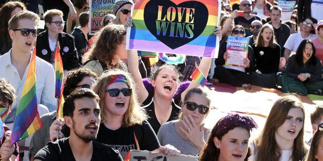 Marriage Equality Rally from the Town Hall to Taylor's Square, Oxford St on August 6, 2017 in Sydney, Australia