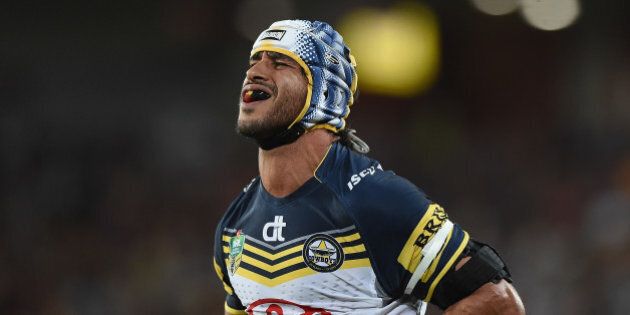 BRISBANE, AUSTRALIA - SEPTEMBER 12: Johnathan Thurston of the Cowboys looks dejected during the NRL Qualifying Final match between the Brisbane Broncos and the North Queensland Cowboys at Suncorp Stadium on September 12, 2015 in Brisbane, Australia. (Photo by Matt Roberts/Getty Images)