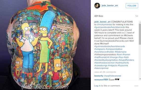 Simpsons world record set with 203 tattoos - Sports Illustrated